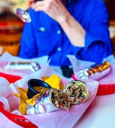 So Cal burrito and wine