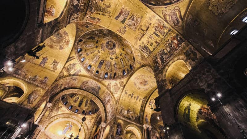 Gazing upwards at the stunning interior and ceiling