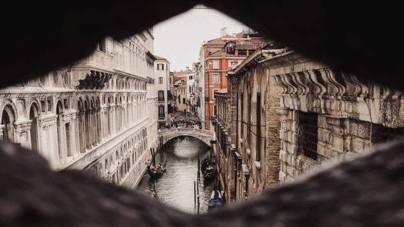 A view out from the Bridge of Sighs