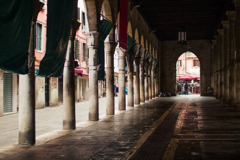 Ancient architecture mixes with modern life in Venice.